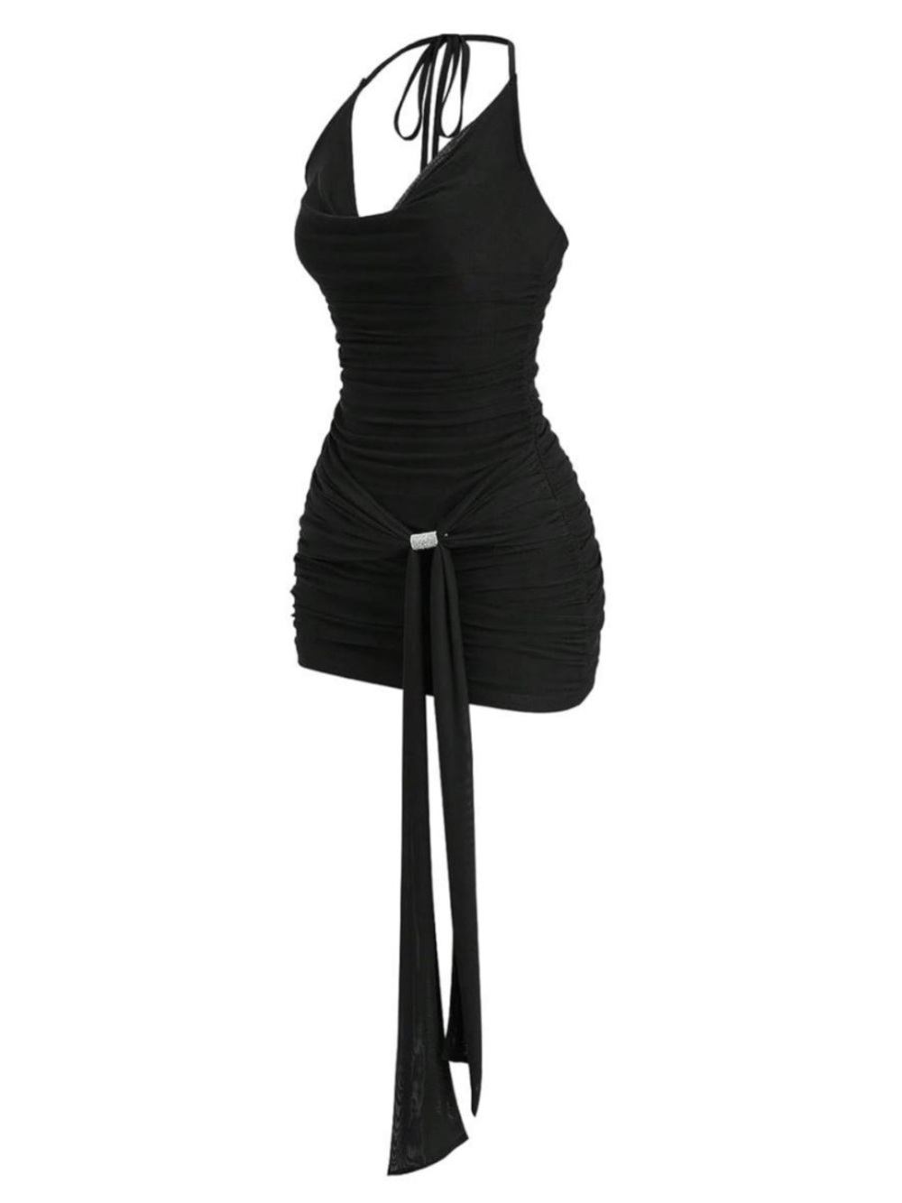 Bodycon black halter strap dress